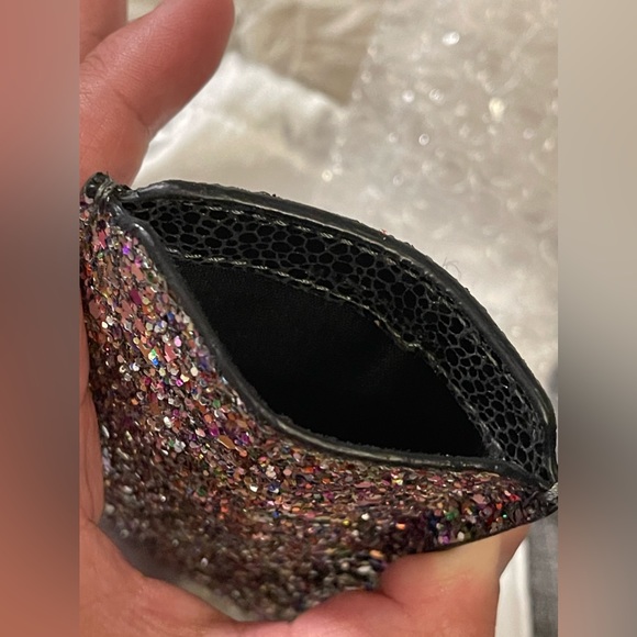 Authentic New JIMMY CHOO Multicoloured Coarse Glitter Card Holder - Picture 6 of 8